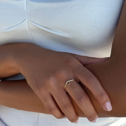 14k Gold Plated Heart Knot Ring