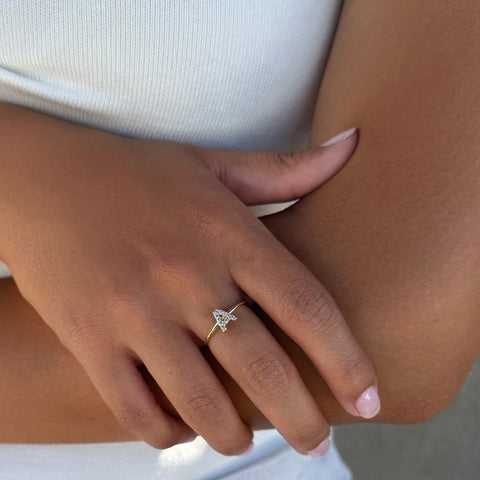 14k Gold Plated CZ Pave Initial Ring