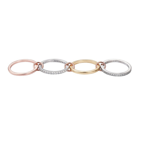 Mixed Metal Connected 4-Piece Ring Stack
