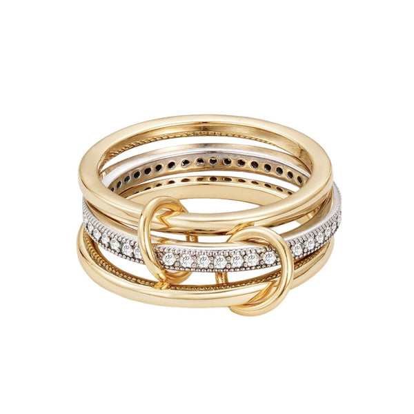 14k Gold and Silver Plated Connected 3-Piece Ring Stack – ADORNIA