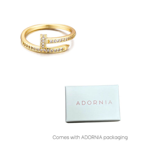 14k Yellow Gold Plated CZ Nail Ring