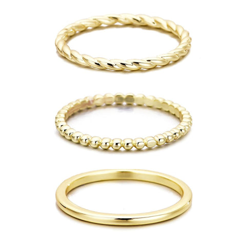 14k Yellow Gold Plated Thin Stacking Band Set