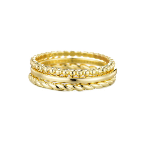 14k Yellow Gold Plated Thin Stacking Band Set