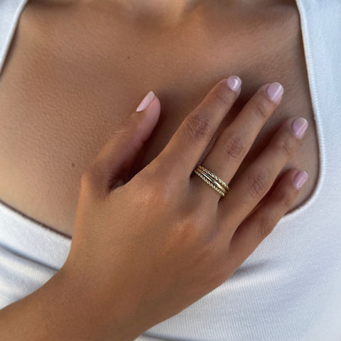14k Yellow Gold Plated Thin Stacking Band Set