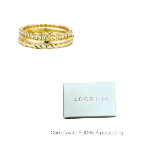 14k Yellow Gold Plated Thin Stacking Band Set