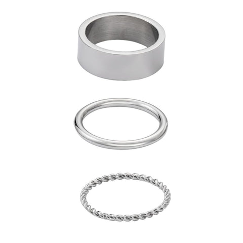 Tarnish Resistant Silver 3-Ring Set
