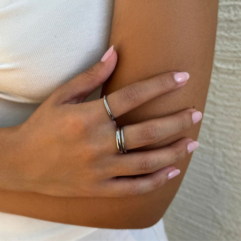 Tarnish Resistant Silver Stacking Band Set