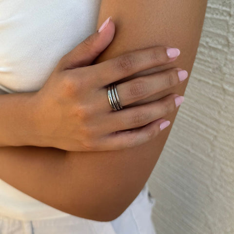 Tarnish Resistant Silver Stacking Band Set