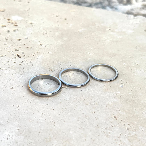 Tarnish Resistant Silver Stacking Band Set