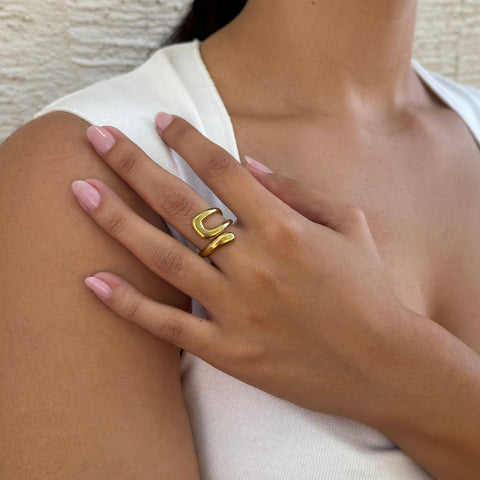 Tarnish Resistant 18k Gold Plated Open Bands Ring