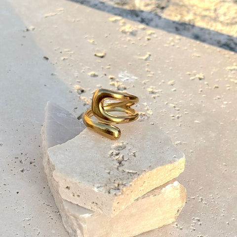 Tarnish Resistant 18k Gold Plated Open Bands Ring