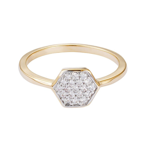 14k Gold Plated CZ Mini Hexagon Ring