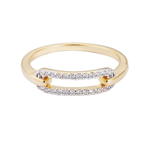 14k Gold Plated CZ Link Ring