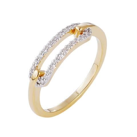 14k Gold Plated CZ Link Ring