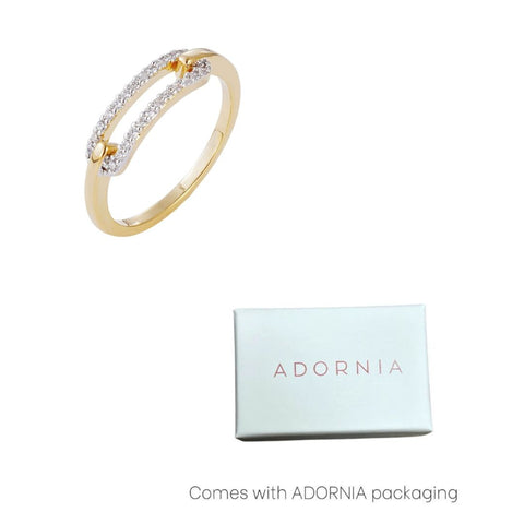 14k Gold Plated CZ Link Ring