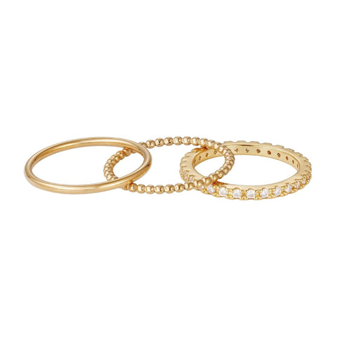 14k Gold Plated 3-Band Eternity Band Set