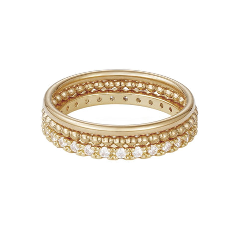 14k Gold Plated 3-Band Eternity Band Set