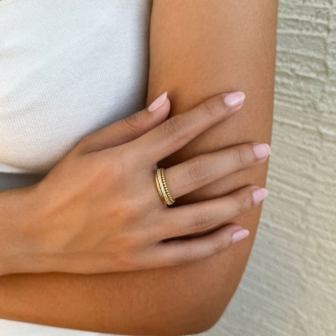 14k Gold Plated 3-Band Eternity Band Set