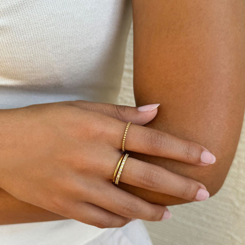 14k Gold Plated 3-Band Eternity Band Set