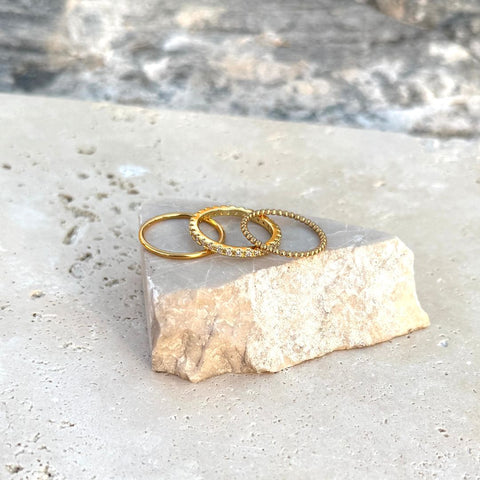 14k Gold Plated 3-Band Eternity Band Set