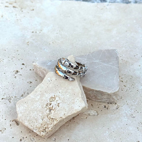 Silver Plated Snake Double Wrap Ring