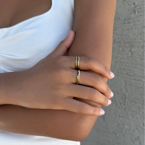 Tarnish Resistant 18k Gold Plated Stacking Band Set