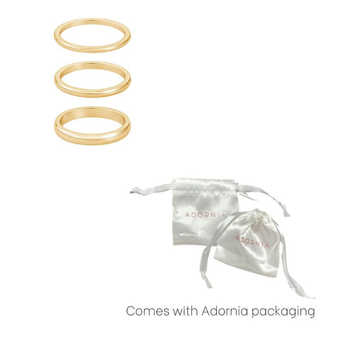 Tarnish Resistant 18k Gold Plated Stacking Band Set