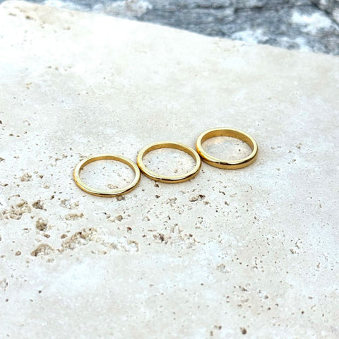 Tarnish Resistant 18k Gold Plated Stacking Band Set