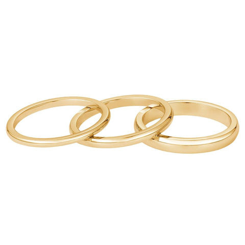 Tarnish Resistant 18k Gold Plated Stacking Band Set