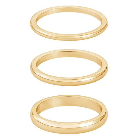 Tarnish Resistant 18k Gold Plated Stacking Band Set