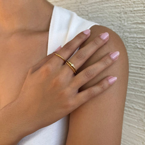Tarnish Resistant 18k Gold Plated 3-Ring Set