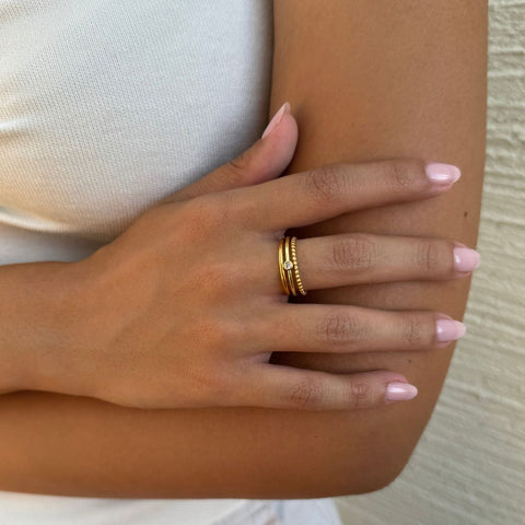 Tarnish Resistant 18k Gold Plated 3-Ring Set