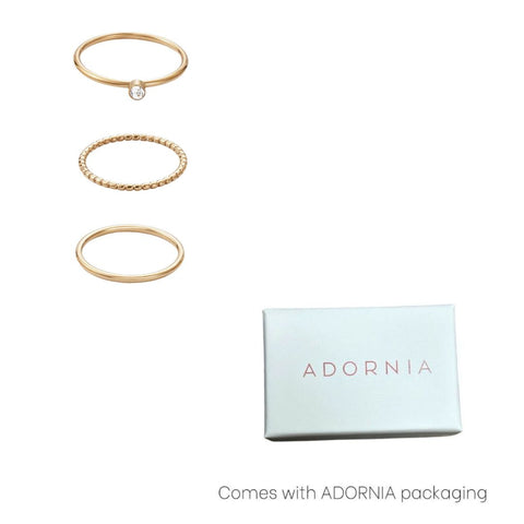 Tarnish Resistant 18k Gold Plated 3-Ring Set