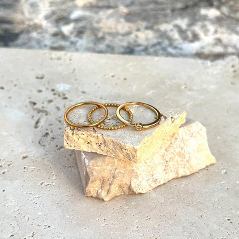 Tarnish Resistant 18k Gold Plated 3-Ring Set