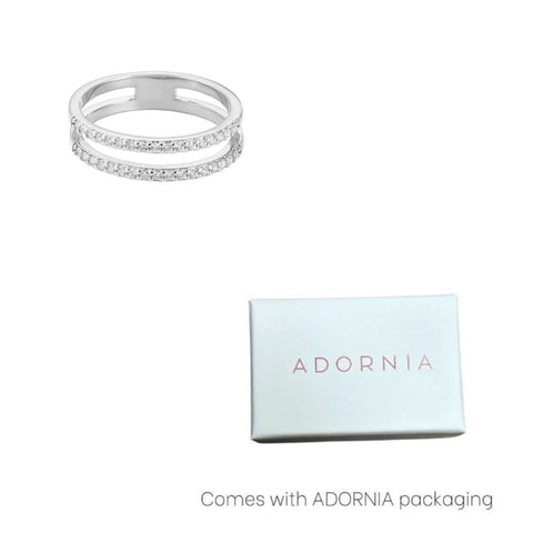 Silver Plated CZ Double Band Ring