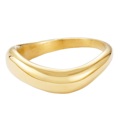 Tarnish Resistant 18k Gold Plated Curved Band