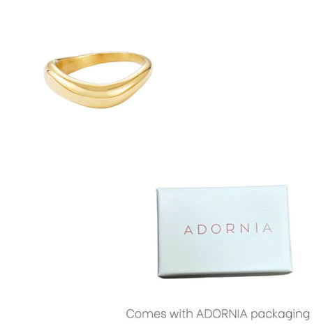Tarnish Resistant 18k Gold Plated Curved Band