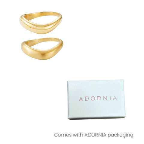 Tarnish Resistant 18k Gold Plated Nesting Curved Band Set