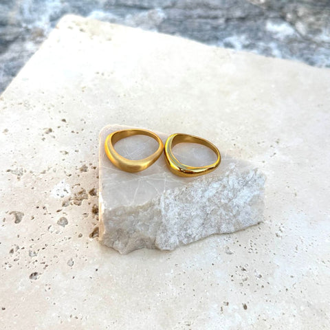 Tarnish Resistant 18k Gold Plated Nesting Curved Band Set