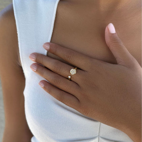 14k Gold Plated Open Bands CZ Clover Ring