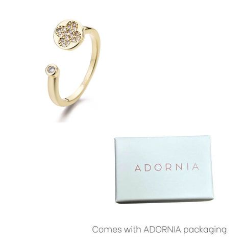 14k Gold Plated Open Bands CZ Clover Ring
