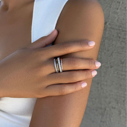 Mixed Metal 4-Layer Crystal Stack Ring