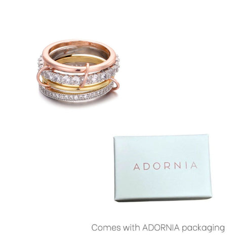 Mixed Metal 4-Layer Crystal Stack Ring