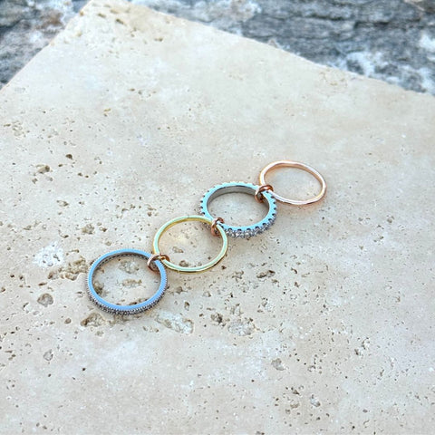 Mixed Metal 4-Layer Crystal Stack Ring