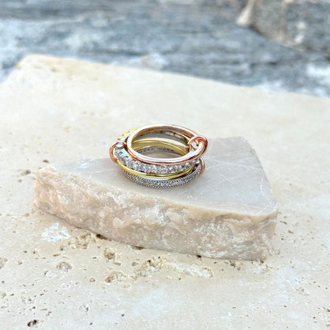 Mixed Metal 4-Layer Crystal Stack Ring
