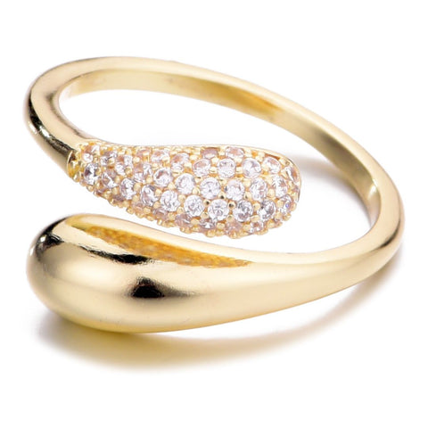 14k Gold Plated CZ Curved Bands Ring