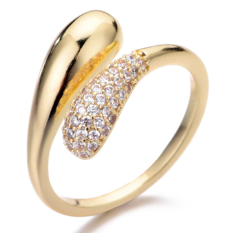 14k Gold Plated CZ Curved Bands Ring