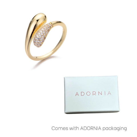 14k Gold Plated CZ Curved Bands Ring