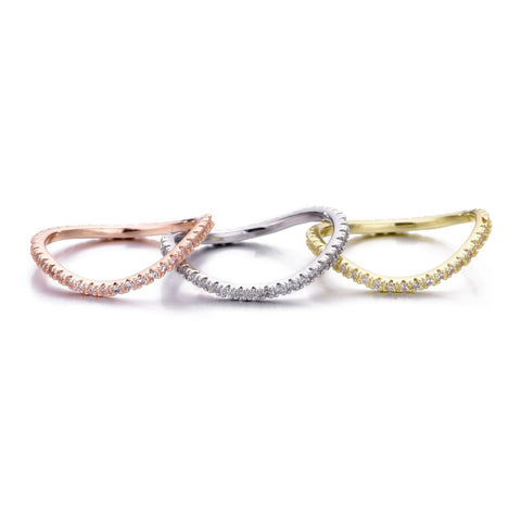 Tri-Color CZ Curved Eternity Band Nesting Set
