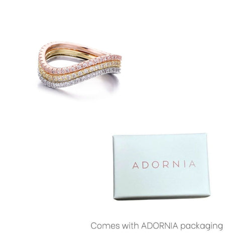 Tri-Color CZ Curved Eternity Band Nesting Set